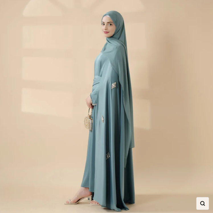 Cape Abaya, Haute Couture Heavy Rhinestone Abaya (MOA067)